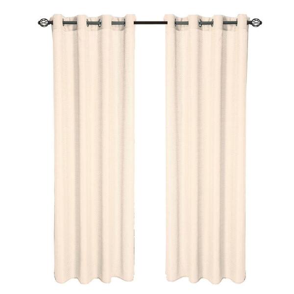 Lavish Home Cream Olivia Jacquard Grommet Curtain Panel, 95 in. Length