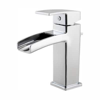 Bathroom Basin Faucet Waterfall Spout Sink Mixer Tap With Drain & Cover Plate