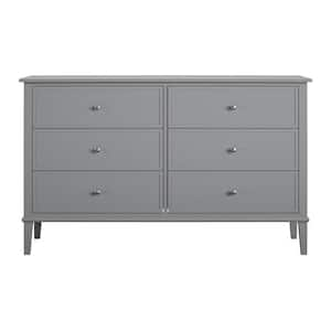 Queensbury 6-Drawer in Gray Dresser (33.5 in. H x 55.3 in. W x 16.1 in. D)