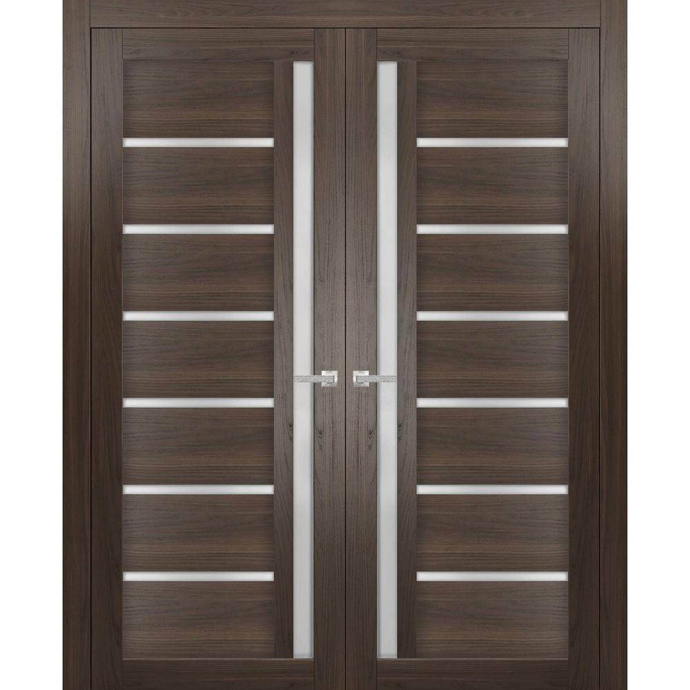 56 in. x 84 in. 2 Panel Chocolate Ash Finished Solid MDF Sliding Door with Hardware price history on PriceWatchPro