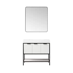 Marcilla 36 in. W x 20 in. D x 34 in. H Single Sink Bath Vanity in White with White Integral Sink Top and Mirror