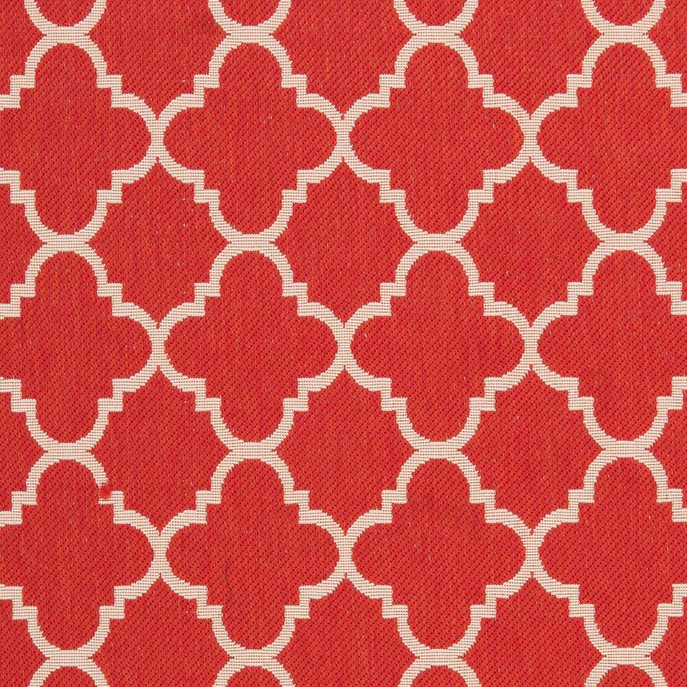 Red and Bone Geometric Indoor/Outdoor Area Rug 4' x 5'7"
