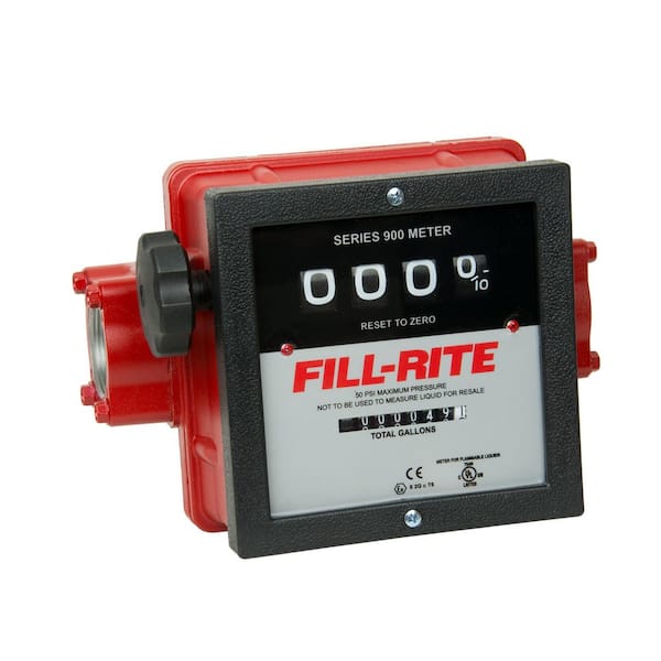 FILL-RITE 1 1/2" 6-40 GPM 4 Wheel Mechanical Meter, Aluminum, Fuel Transfer Gallon Meter