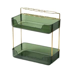 Countertop 2-Tier Acrylic Makeup and Perfume Organizer in Green for Skincare, Cosmetic