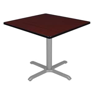Eiss 36 in. L Square Mahogany and Grey Wood X-Base Table (Seats 4)