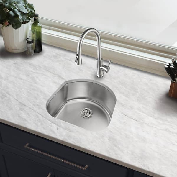 CHESHIRE 23 in. Undermount Single D-Shape Bowl 18 Gauge
