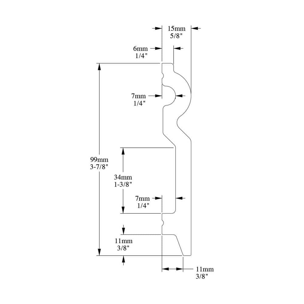Primed White High-Impact Polystyrene Baseboard Moulding Set