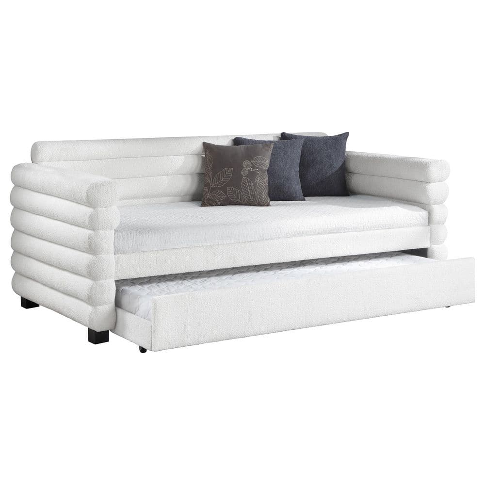 Patricia White Twin Daybed with Trundle and Upholstered -  Coaster, 300716