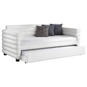 Patricia White Twin Daybed with Trundle and Upholstered