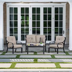 Norman 4-Piece Patio Conversation Set with Beige Cushions