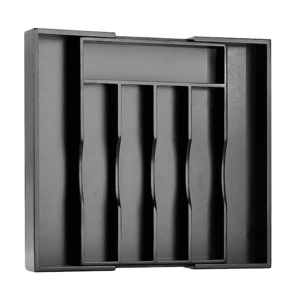 8-Knife In-Drawer Bamboo Utensil Holder Cutlery Tray Expandable Flatware Organizer with Multiple Compartments