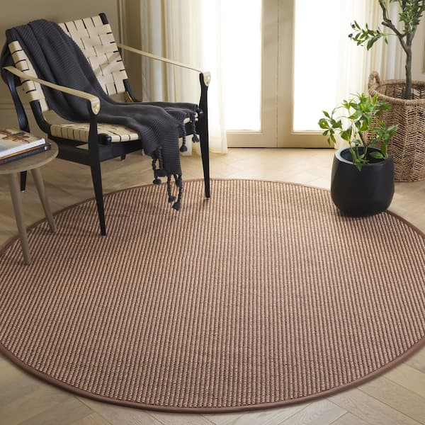 Napa Fau x Sisal 100 6 ft. x 6 ft. Marble/Brown Geometric Round Area Rug