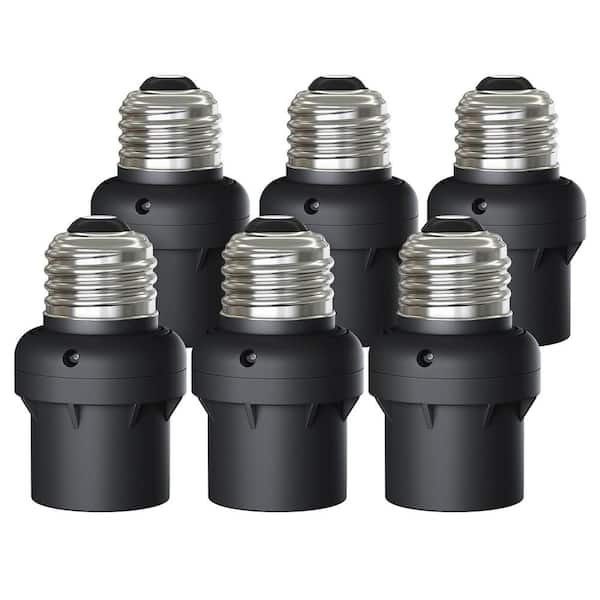 DEWENWILS 100-Watt Incandescent/CFL/LED/Halogen Screw-In Dusk to Dawn Light Control Sensor Socket, Black (6-Pack)