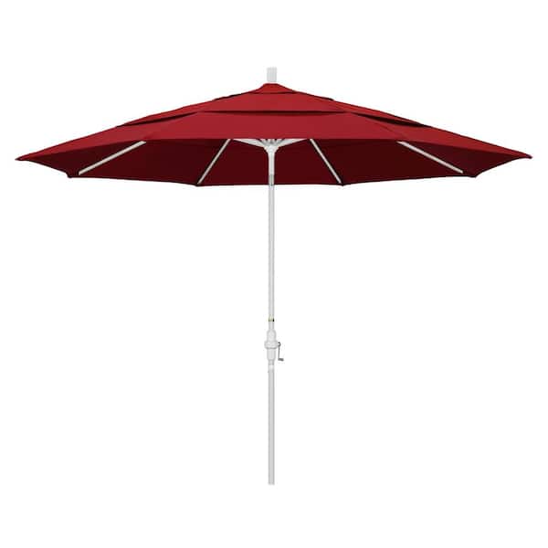 California Umbrella 11 ft. Aluminum Collar Tilt Double Vented Patio Umbrella in Red Pacifica