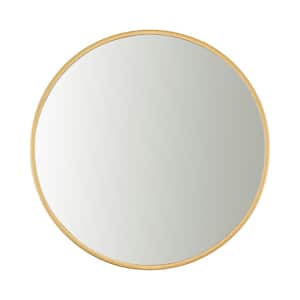 24 in. H x 24 in. W Medium Art Deco Round Framed Gold Modern Mirror