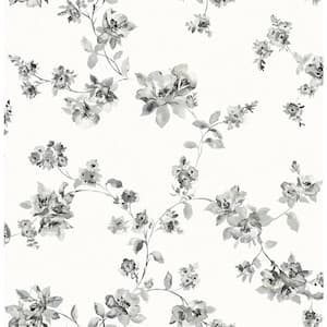 Cyrus Black Floral Paper Strippable Roll (Covers 56.4 sq. ft.)