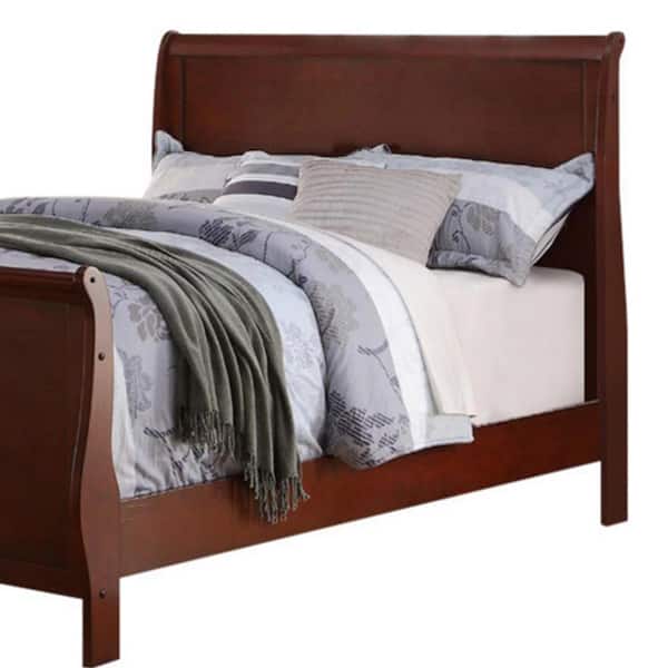 Cherry Finish Full Size Wooden Bed, How To Clean White Leather Headboard