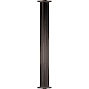 8' x 10" Endura-Aluminum Column, Round Shaft (For Post Wrap Installation), Non-Tapered, Fluted, Textured Brown Finish
