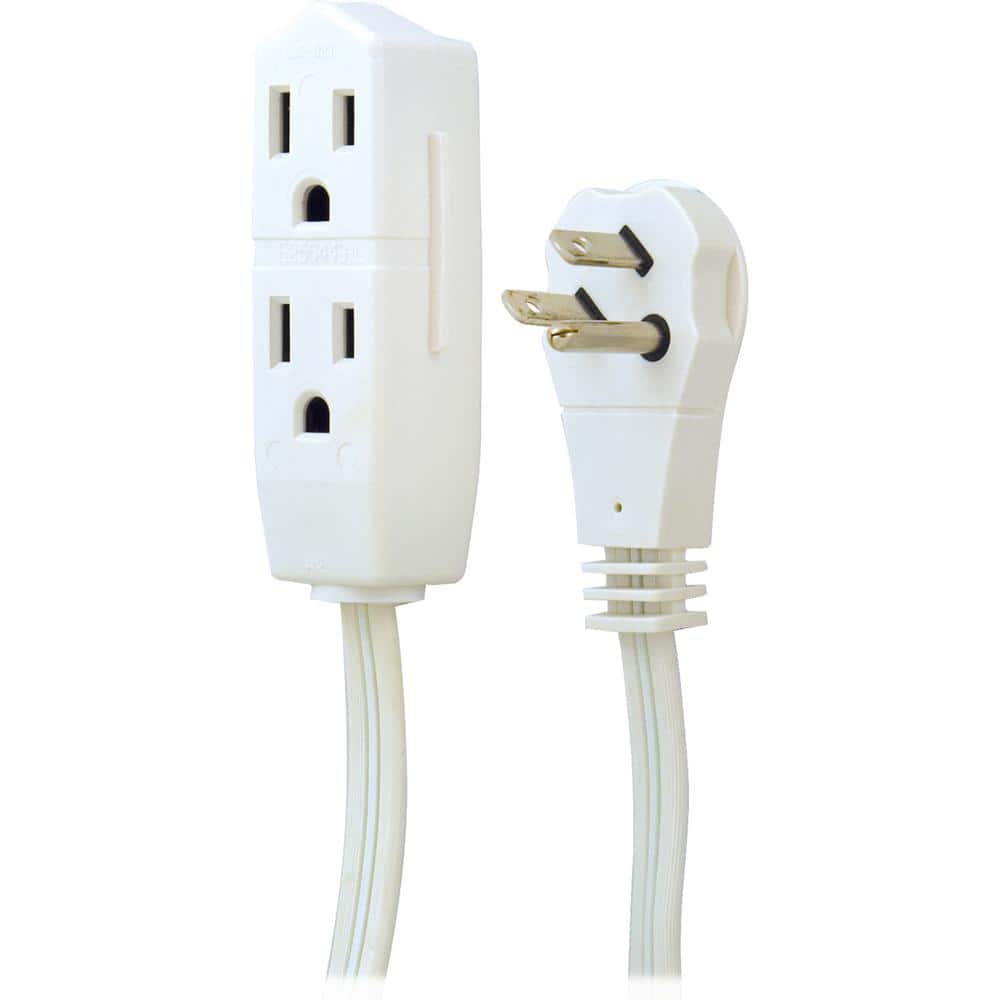 GE 8 ft. 16/3 3-Outlet Office Extension Cord with Low-Profile Flat