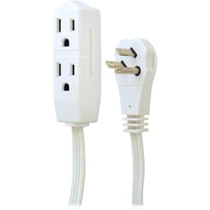 8 ft. 16/3 3-Outlet Office Extension Cord with Low-Profile Flat Plug, White