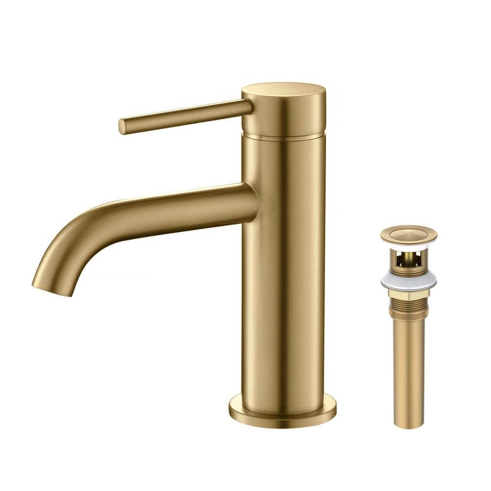 1- Handle 6.63 in. H Single Hole Bathroom Sink Faucet with Supply Lines and Pop-Up Drain in Brushed Brass price history on PriceWatchPro