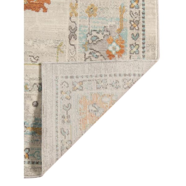 Blue, Orange 2 ft. x 3 ft. Loomed Floral Polypropylene Rectangle Indoor/Outdoor Area Rug