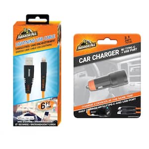 Car Charger Bundle, 6 ft. Lightning Cable and Car Charger Adapter 3.1 Amp