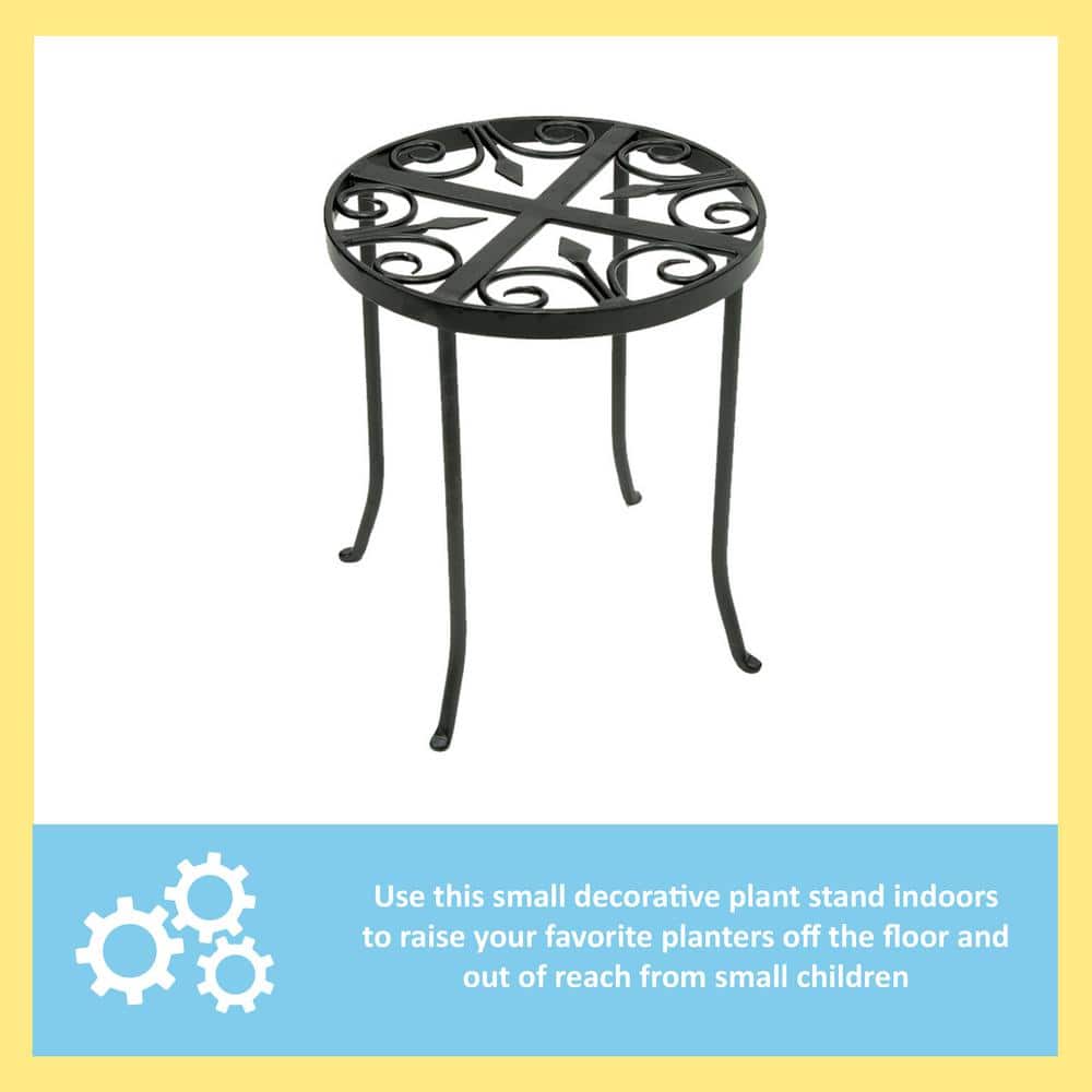 Graphite Wrought Iron Round Trivet Plant Stand