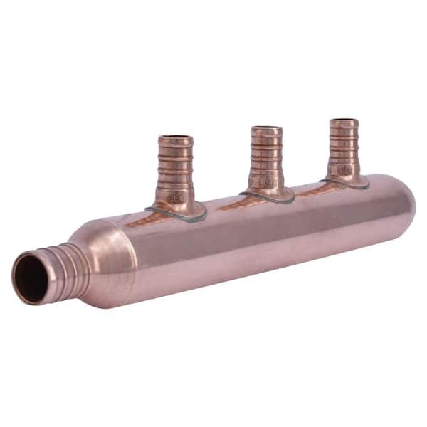 SharkBite 3/4 in. PEX Barb x 1/2 in. Barb Copper 3-Port Closed Manifold Fitting