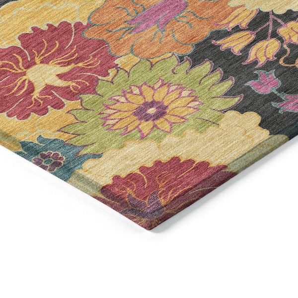 Chantille Machine Washable Indoor/Outdoor Abstract ACN2293 Black 2 ft. 3 in. x 7 ft. 6 in. Runner Rug