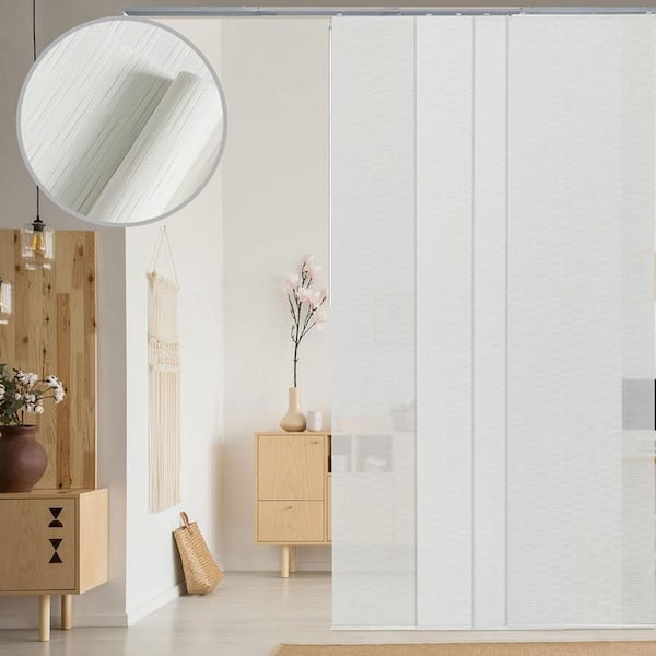 Snowdrop Adjustable Panel Track Blinds Sliding Craft Glass Doors Closet Room Divider Slates Up to 86 in. W x 96 in. L