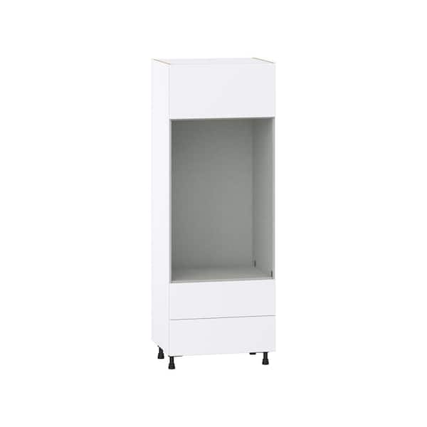 Timberline 30 in. W x 24 in. D x 84.5 in. H Assembled Slab Pantry Kitchen Cabinet in Bright White with 2 Drawers