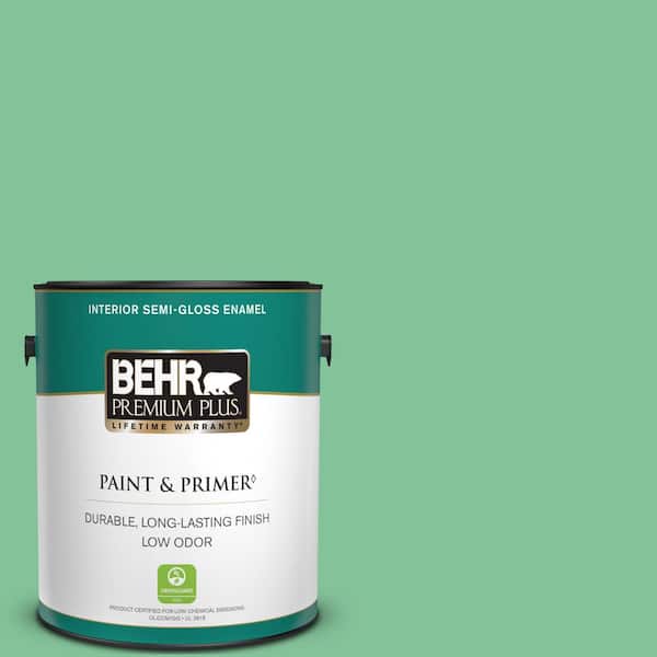 BEHR PREMIUM PLUS 1 gal. #P410-4 Willow Hedge Semi-Gloss Enamel Low Odor Interior Paint & Primer