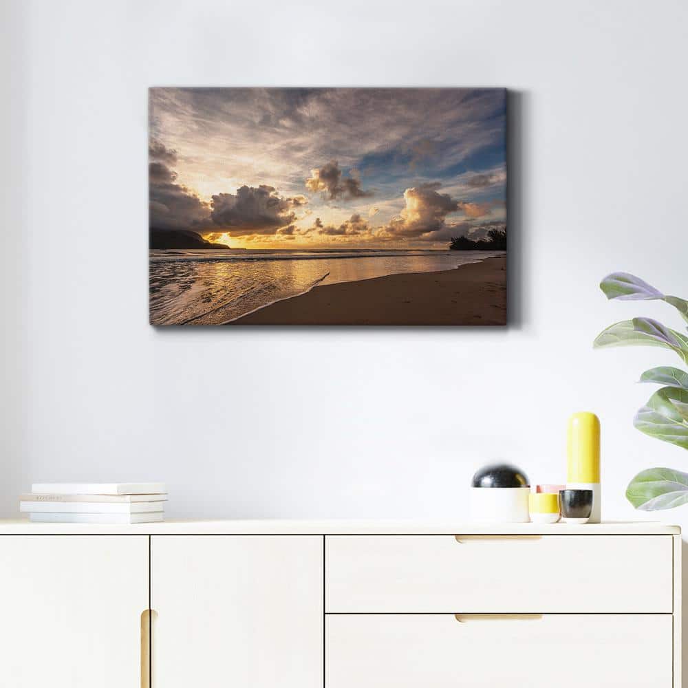 Sunset in Hanalei Bay Scenic Landscape Canvas Wall Art