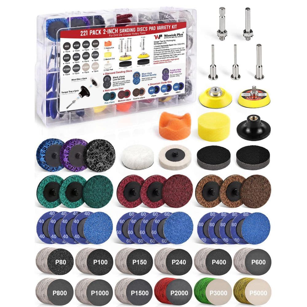 221PCS 2 Inch Die Grinder Sanding Discs Kit with 1/4 Inch Roll Lock for Surface Conditioning, Sanding, Polishing price history on PriceWatchPro