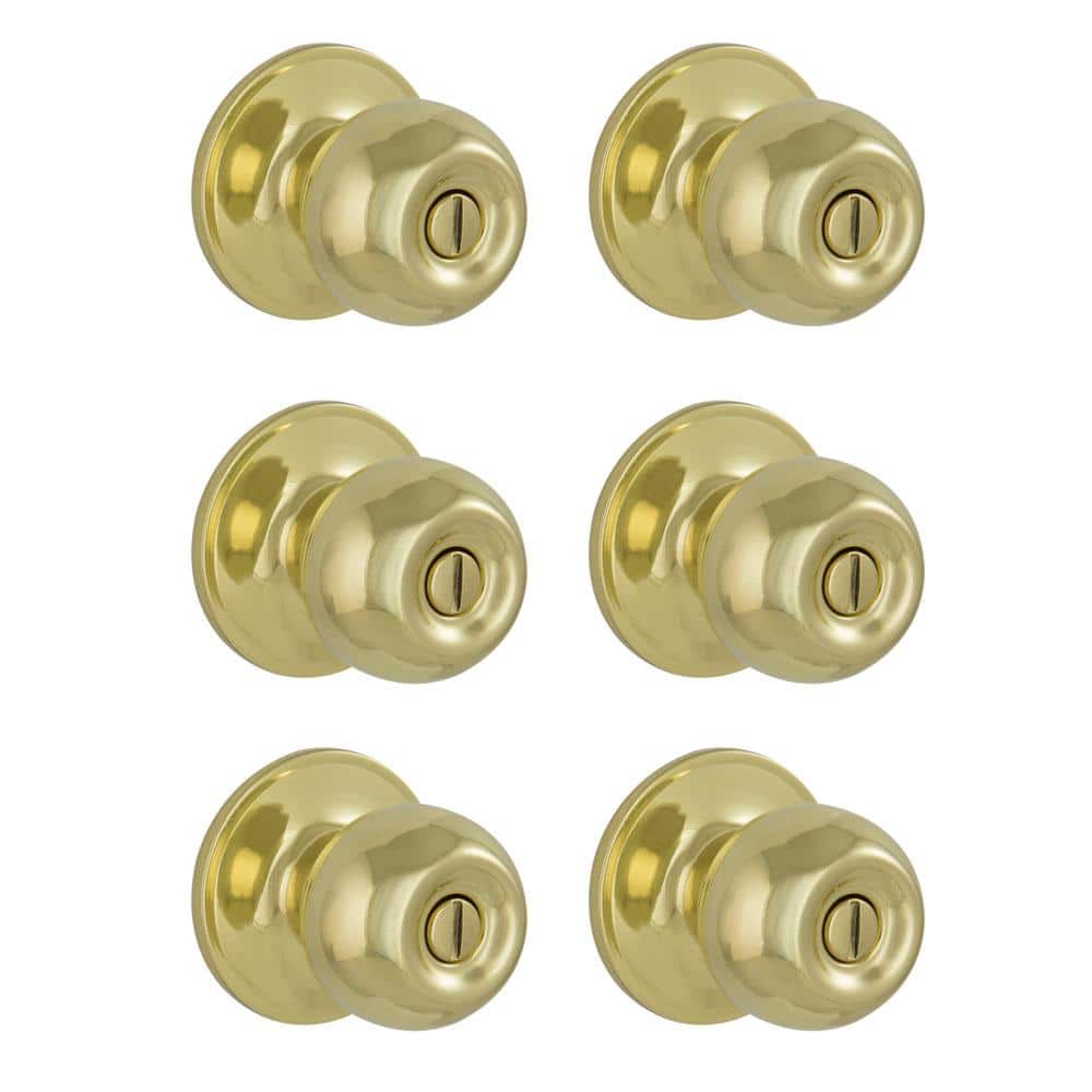 ESSENTIALS by Schlage Morrow Bright Brass Privacy Bed/Bath Door Knob (6