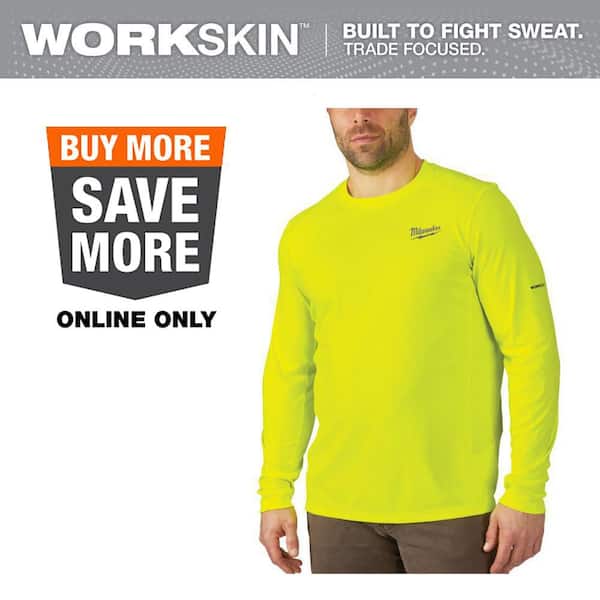 Men's Work Skin 2XL Hi-Vis Light Weight Performance Long-Sleeve T-Shirt