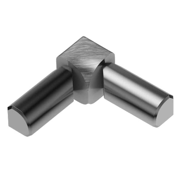 Schluter Rondec Brushed Chrome Anodized Aluminum 1/2 in. x 1 in. Metal 90 Degree Double-Leg Inside Corner