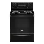 30 in. 4.8 cu. ft. 4-Burner Electric Range with Keep Warm Setting in Black with Storage Drawer