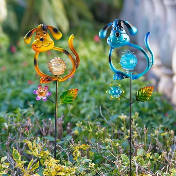 27.4 in. H Dog Figurine Lights Garden Stakes, (2-Pack) L0DSCW9H92
