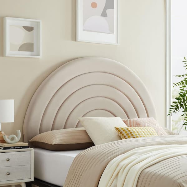 Solana Soft Arch Shaped Round King Headboard in Almond