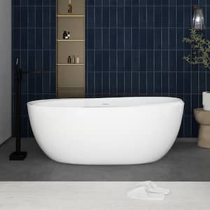 59 in. x 30 in. Soaking Bathtub with Integrated Slotted Overflow in Gloss White