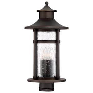 Highland Ridge Collection 3-Light Oil Rubbed Bronze with Gold Highlights Outdoor Post Mount Lantern