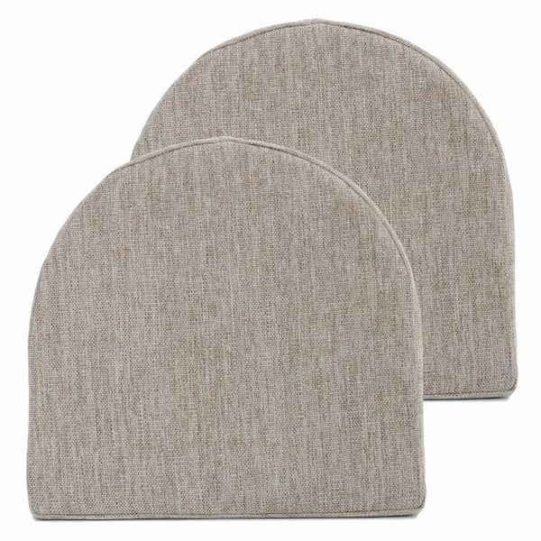 Sweet Home Collection High-Density Memory Foam 17 in. x 16 in. U-Shaped Non-Slip Indoor/Outdoor Chair Seat Cushion with Ties Taupe (2-Pack)