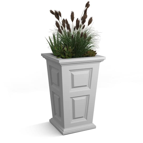 Wyndham 15.5 in. L x 15.5 in. W x 24 in. H White Outdoor Polyethylene Decorative Pot Planter