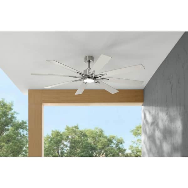 Intervale 72 in. Indoor/Outdoor Brushed Nickel Windmill Ceiling Fan with Adjustable White LED with Remote Included