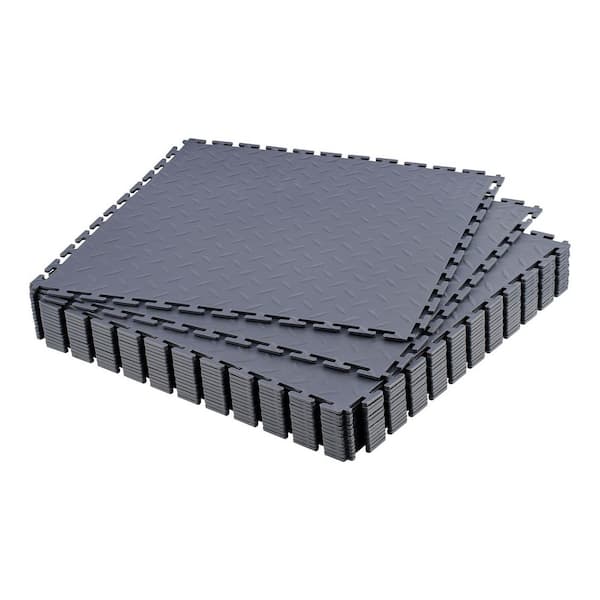Garage Floor Tiles Interlocking, 16 Pack 20.2 x 20.2 x 0.2 in. Interlocking Modular Garage Flooring Tiles, Graphite Gray
