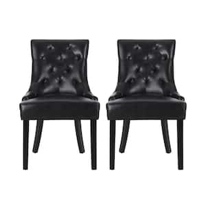 Will Midnight Black Tufted Faux Leather Dining Chair (Set of 2)