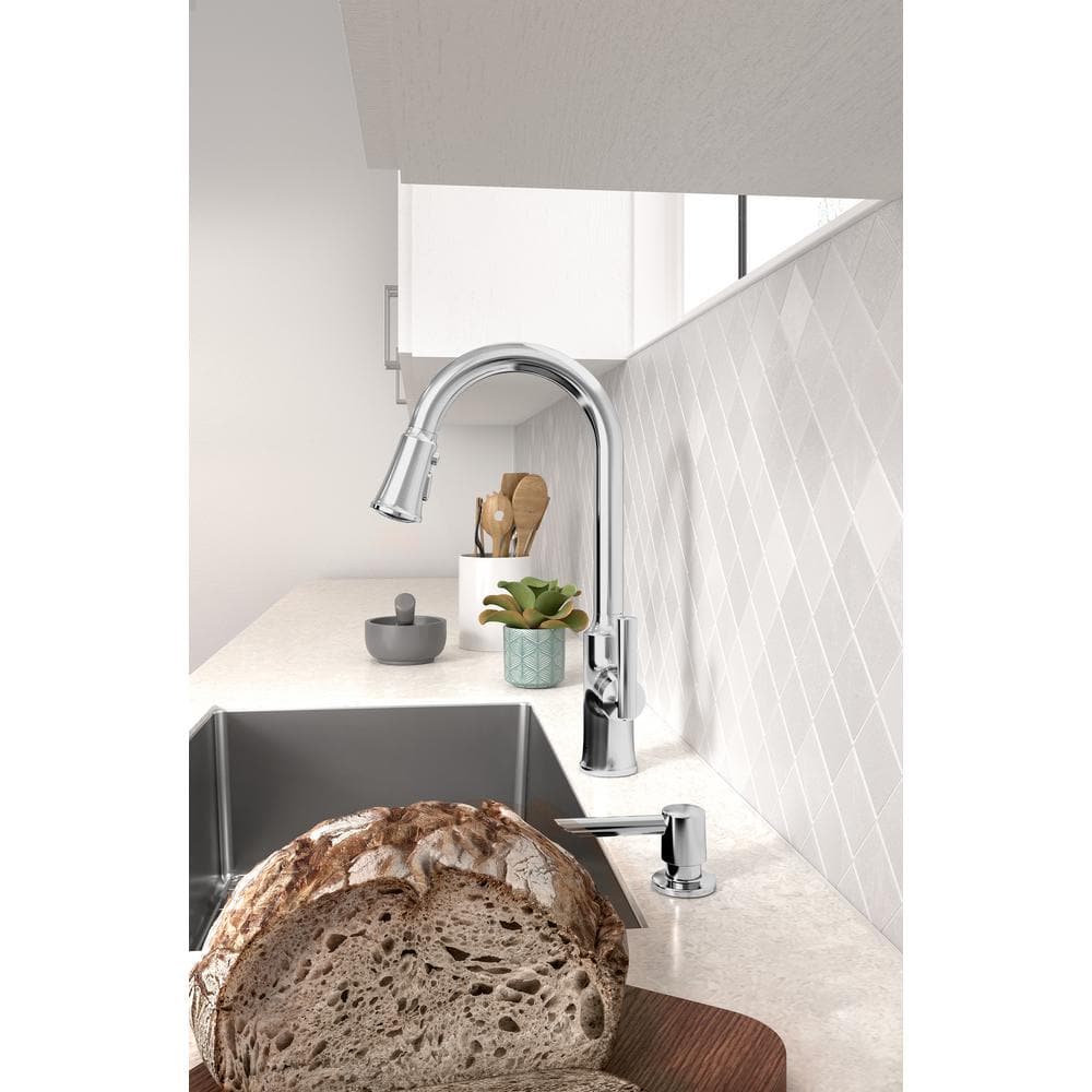 Matte Black Pull-Down Kitchen Faucet with Soap Dispenser