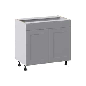Bristol Painted Slate Gray Shaker Assembled 36 in. W x 34.5 in.H x 21 in.D False Front Vanity Sink Base Kitchen Cabinet